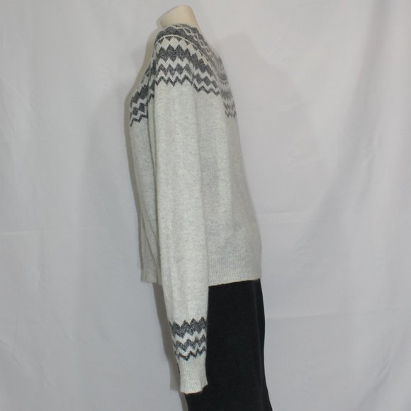 Artisan NY Fair Isle Neutral Knit Cashmere Wool Blend Sweater Top Gray size  XL - Picture 2 of 10